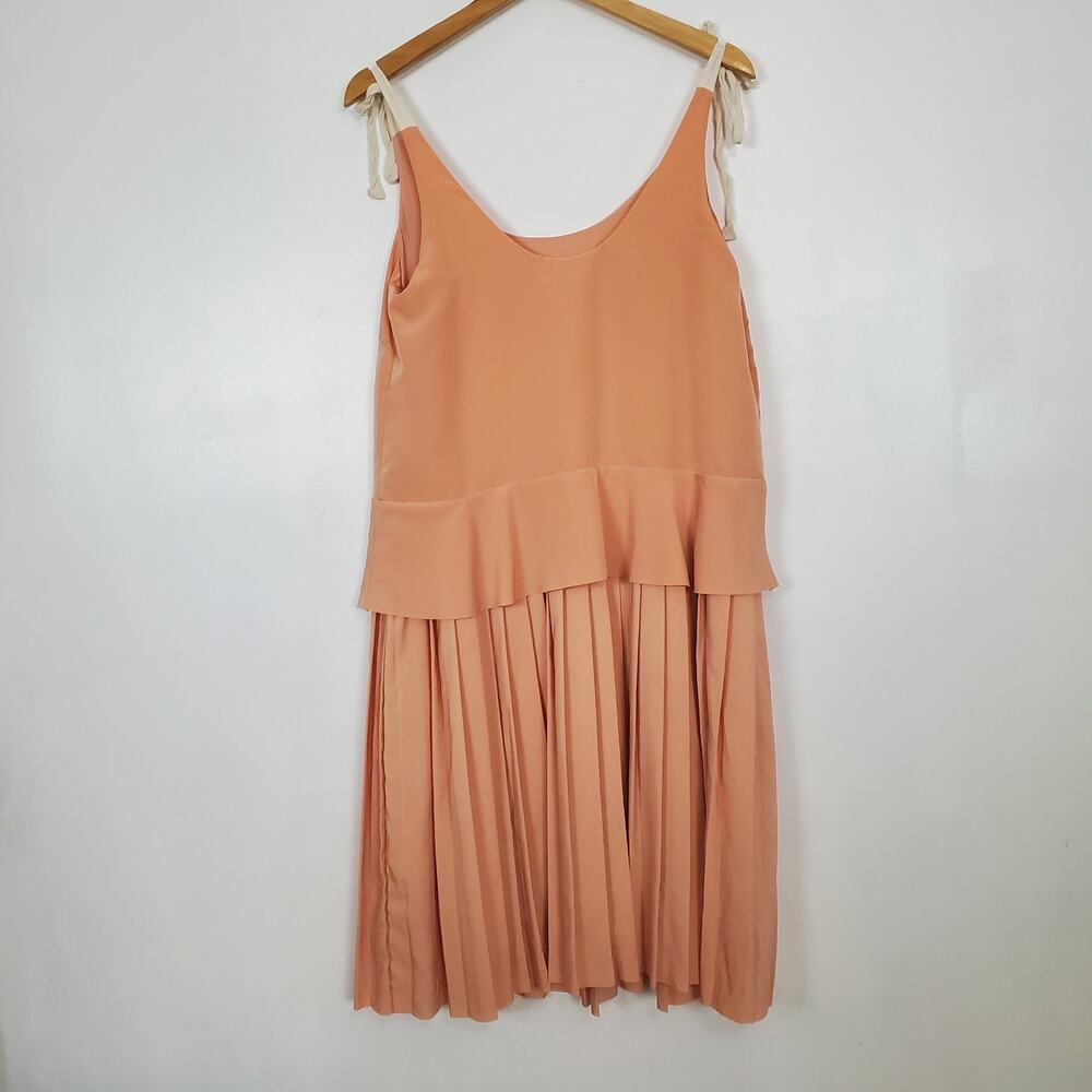 Anthropologie Paper Crown Covilha dress medium peach tie strap - Picture 2 of 9